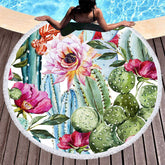 Lofaris Tropical Holiday Summer Floral Round Beach Towel